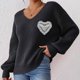 thumbnail image 5 of Heisall Women's Sweaters Autumn Winter Casual Loose Pullover V-Neck Lace Bow Knot Appliqué Tops, 5 of 7