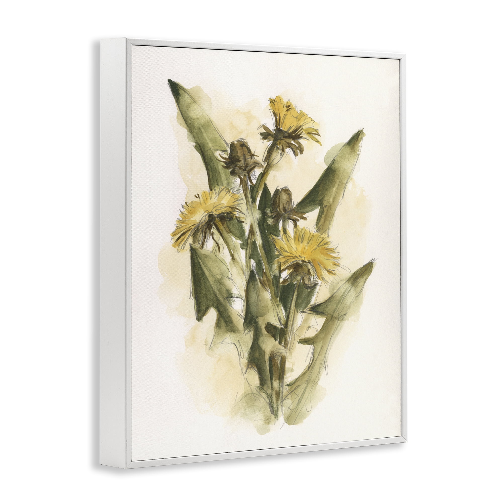 Stupell Industries Cottage Buttercup Flowers Botanical & Floral Painting White Framed Art Print Wall Art, 11 x 14