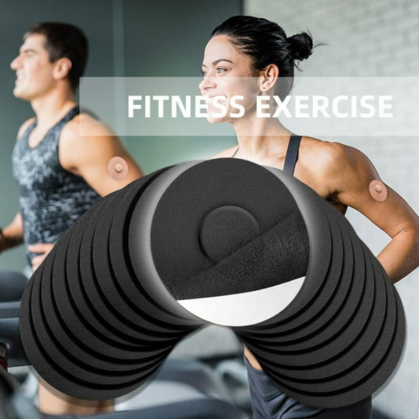 10 parches adhesivos impermeables para cubiertas de sensores deportivos, cinta de parche (negro)