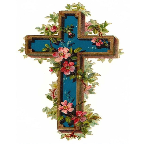 Flor Cruz diamante ilustraciones artesanías hechas a mano regalo 5D DIY para oficina hogar pared Hugtrwg Para estrenar