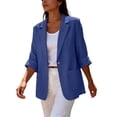 thumbnail image 6 of Long Sleeve Linen Blazer Womens Casual Spring Summer Fall Lightweight Jackets Blue XL, 6 of 8