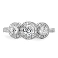 thumbnail image 2 of Auriga Fine Jewelry 925 Sterling Silver Rhodium-plated Brilliant-cut CZ Three Stone Halo w/ Side Stones Ring for Women Size- 6, 2 of 6