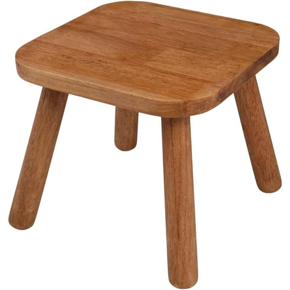 ManyFun Wooden Step Stool for Adults, Small Wooden Stool, Square Stool Sitting Stool(Rustic Brown)