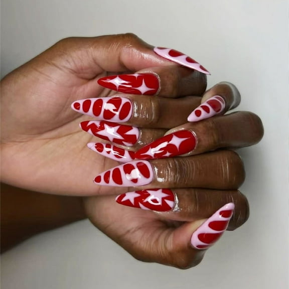 ROZYARD 24Pcs Designs Fake Nail Almond Press on Nail False Nail Tips Artificial Nail