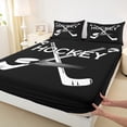 thumbnail image 3 of Homewish Hockey Black White King 4-Piece Reversible Boys Kids Ball Sport Lover Sheet Set, 3 of 7