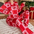 thumbnail image 5 of Pajama Set Women Casual Christmas Plaid Print Cozy Long Sleeve Long Pants Set Nightwear Sleepwear,Red,L, 5 of 9