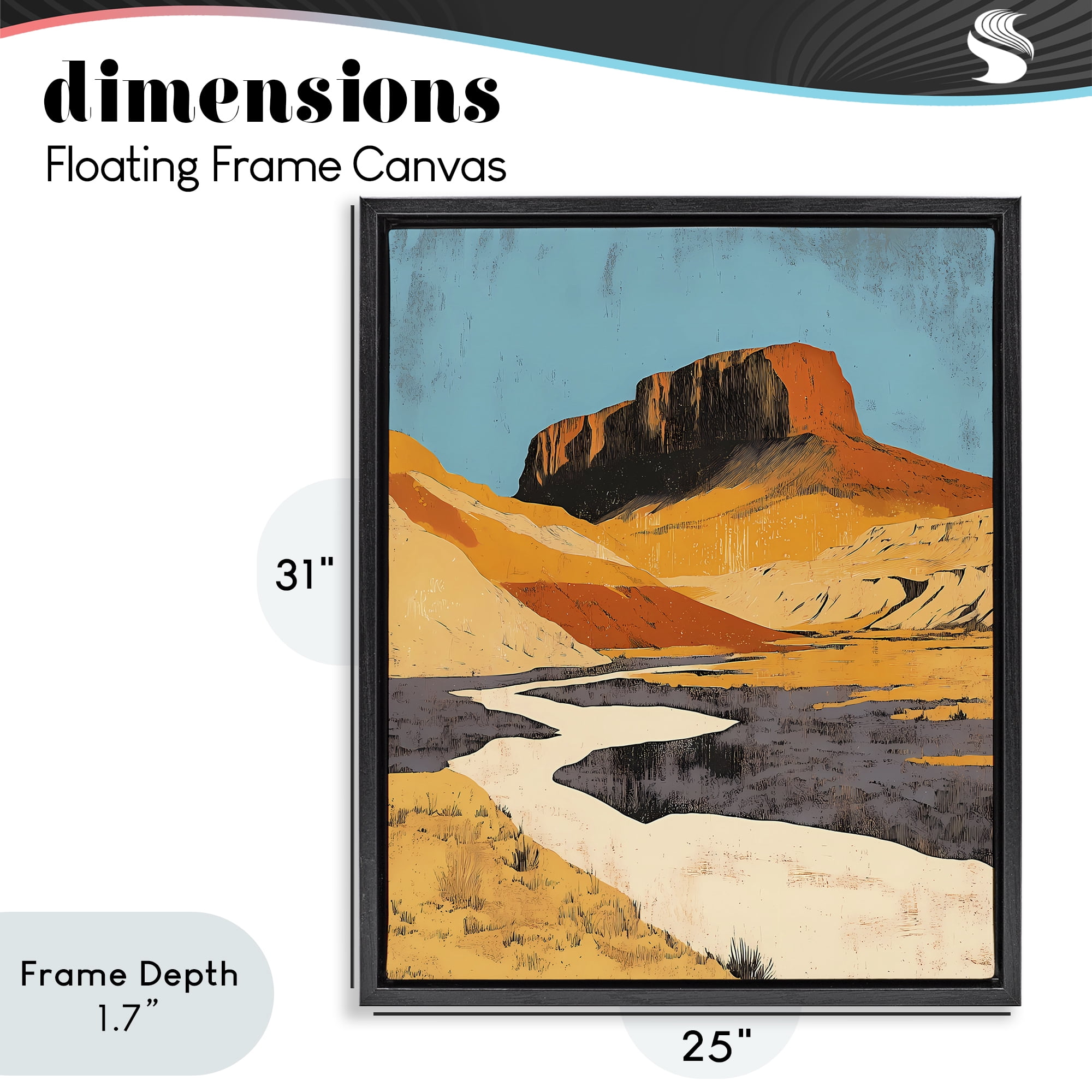 Stupell Industries Vintage Canyon Pass Black Framed Floater Canvas Wall Art, design by Walker Noble