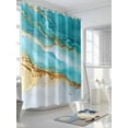 thumbnail image 3 of Abstract Waves Shower Curtain, Blue Retro Oil Painting Style Hand-painted Waterproof Shower Curtain Set with 12 Hooks Lightweight Washable Fabric Shower Curtains for Bathroom 48x72 Inches, 3 of 6