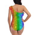 thumbnail image 5 of Picia Glitter Rainbow Pattern Women's One Piece Swimsuits,One Shoulder Swimwear Asymmetric ,Ruffle Monokinis Bathing Suits,High Waisted Flattering Bathing Suits-Medium, 5 of 8
