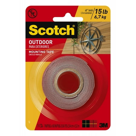 Scotch Mounting Tape - Scotch Outdoor Mounting Tape, 1 in. x 60 in., Gray, 1 Roll/Pack