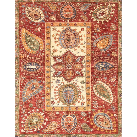 Ahgly Company Indoor Rectangle Abstract Red Abstract Area Rugs, 4' x 6'