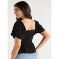 thumbnail image 3 of Sofia Jeans Women's V-Neck Top with Flutter Sleeves, Sizes XS-XXXL, 3 of 6