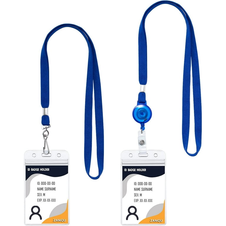 2 Pack Badge Holders, Detachable Neck Strap and Retractable Badge Reel  Lanyard with Waterproof ID Card Holder Set (Vertical 2 Pack, Blue) - Walmart .com