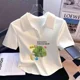 thumbnail image 4 of Camiseta de manga corta con cuello tipo polo para mujer, estilo nuevo de verano de 2024, top de algodón recortado, minicamisa elegante hasta la cintura para niñas, 4 of 4