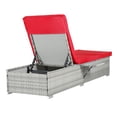 thumbnail image 6 of Outdoor Lounge Chairs, Seizeen Rattan Chaise Lounge Set of 2, All-weather Pool Recliner w/Side Table, Red Cushions, Adjustable Backrest, 6 of 8