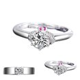 thumbnail image 4 of Adjustable White Gold Plated Open Ring ring white Copper Rhinestone Studded Jewelry Lovers Couple Wedding, 4 of 7