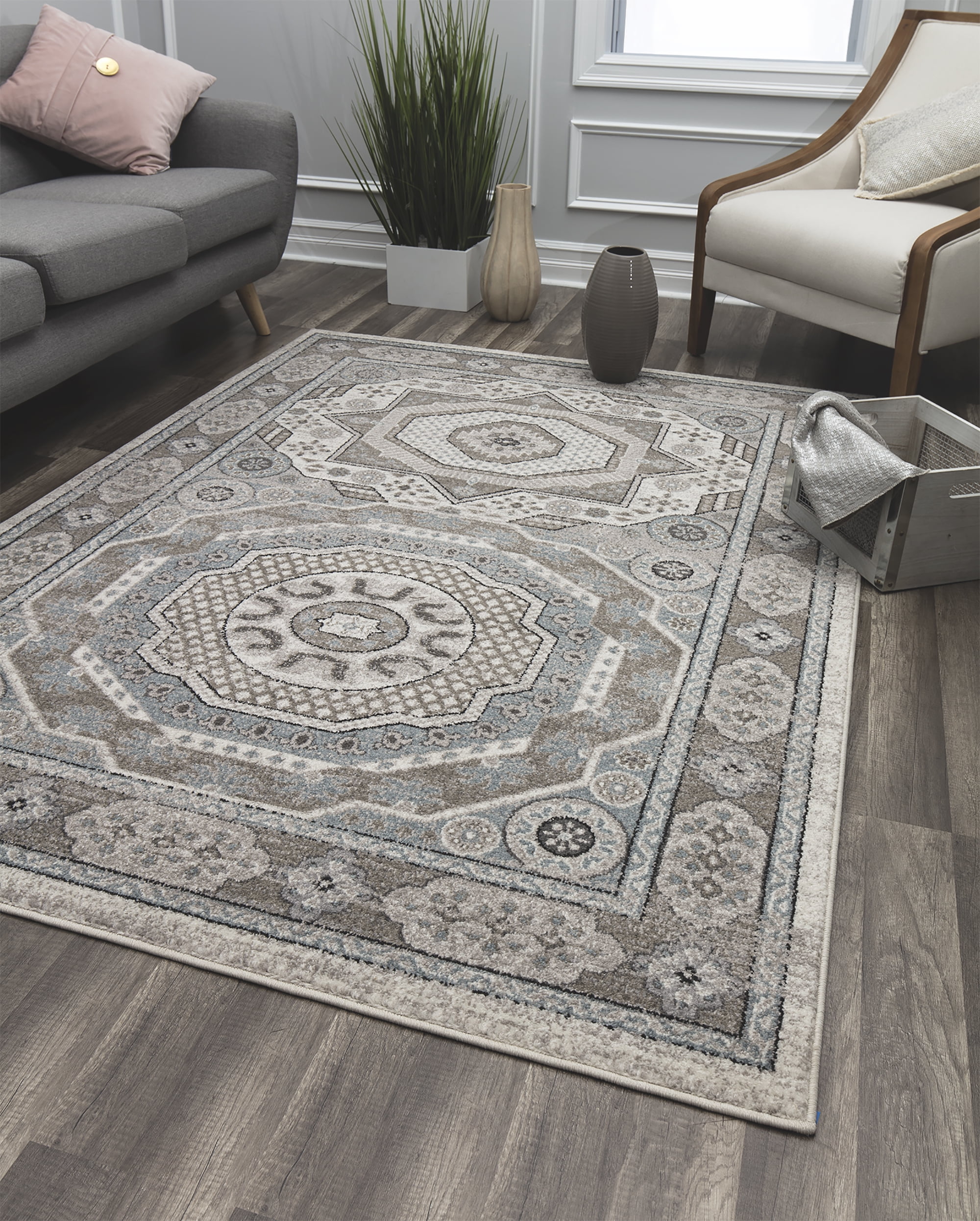 Rugs America Everett Collection Eggshell EV40A Vintage Transitional