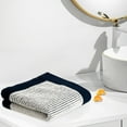 thumbnail image 4 of Luxurious 100% Cotton Bath Towel: Plush, Absorbent, and Elegantly Designed with Navy Blue Frame | Large 35x72cm Size for Adults | Perfect for Home, Spa, or Gym | Machine Washable,, 4 of 5