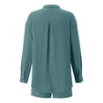 thumbnail image 7 of ZXLBBD Women's Solid Color Spring Long Sleeve Shirt High Waisted Drawstring Shorts Large Fashion Set Casual Outdoor Comfort Daily Wear, 7 of 7