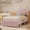 Pink, variant on Full Size Princess Bed Frame with LED Headboard & Storage Drawers, Adjustable Boucle Platform Bed for Girls, No Box Spring Needed, Beige