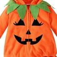 thumbnail image 3 of HCNTES Toddler Baby Boy or Girl Halloween Pumpkin Hooded Romper Jumpsuit, Green, 18-24 Months, 3 of 6