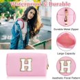 thumbnail image 3 of HSHDLDF Personalized Initial Letter Patch Makeup Bag, Preppy Chenille Letter Cosmetic Pouch with Zipper, Color2-White-H, 3 of 7