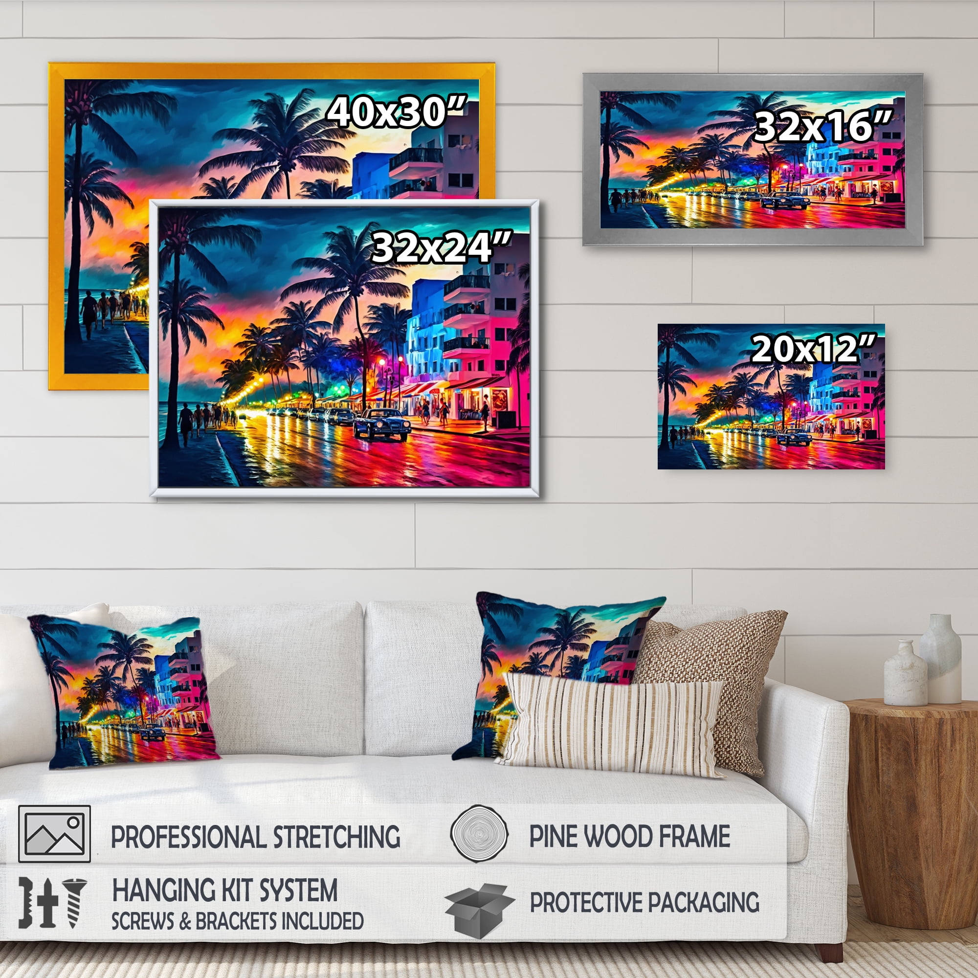 Designart Miami Beach Holidays 3 Architecture Canvas Wall Art