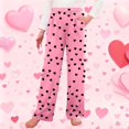 thumbnail image 2 of Girls Pants Valentine's Day Heart Graphic Wide Leg Trousers Loungewear Elatic Waisted Causal Pant with Pockets Size 4-16, 2 of 6