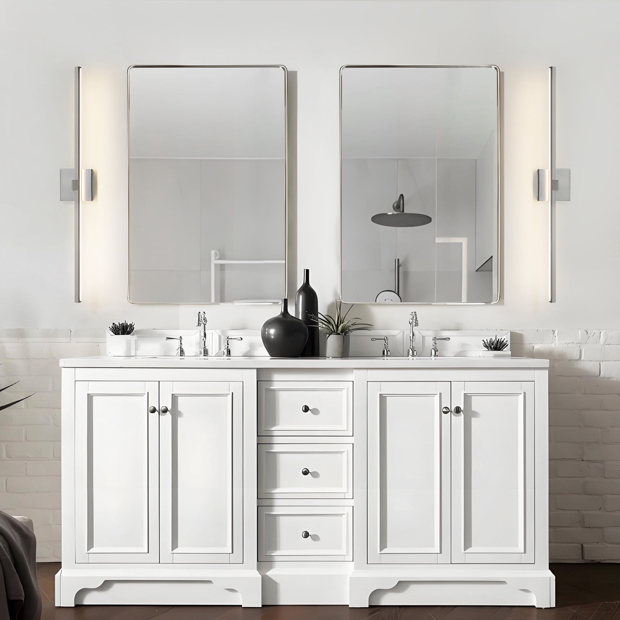 Modern Vanity Lighting Fixtures 32 Inch Bathroom Vanity Lights Over Mirror Wall Sconce for Bathroom Brushed Nickel Warm Lighting Bath Wall Sconce
