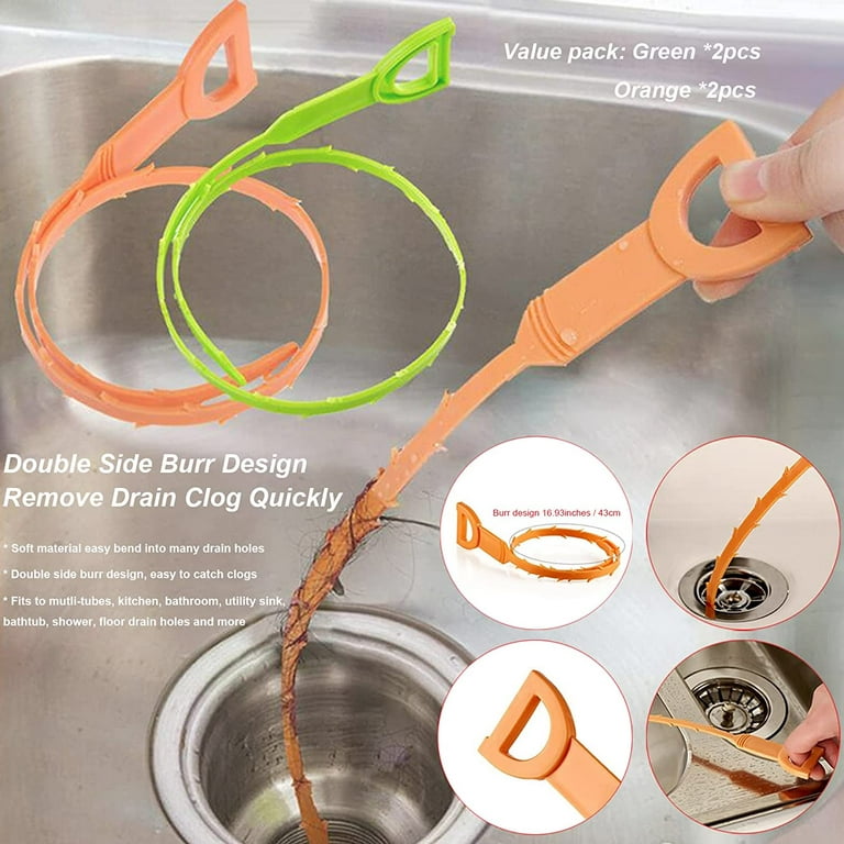 Snake Drain Clog Remover, Goodbey to Clogged Drains with Powerful Drain  Snake Clog Remover Kit Drain Hair Catcher Plumbing Snake Plastic Drain  Snake