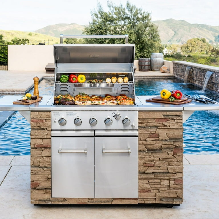 Spire Outdoor Barbecue 5-Burner Gas Island Grill, 63,000BTUs