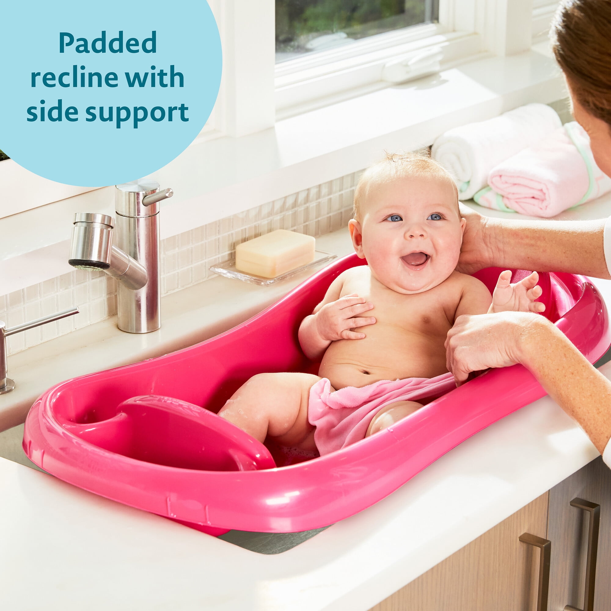 The First Years Sure Comfort Deluxe Newborn to Toddler Bathtub, Pink