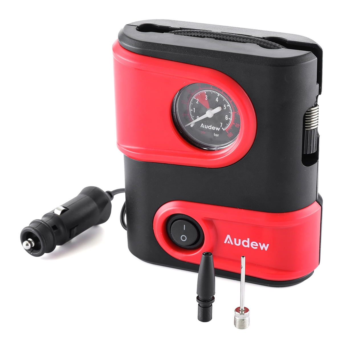 New Generation Car Tire Inflator Bicycle Air Compressor Portable Car Air Pump with Digital Controlled 12V 120 PSI Cordless Tire Pump with 2200mA Rechargeable Li-ion Battery and 12V Power Adapter 