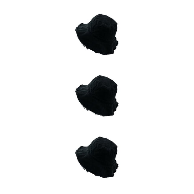 kurtrusly Bucket Hat Fashionable Sun Protection For Outdoor Activities Casual Comfort black 3Set