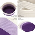 thumbnail image 2 of Sea Team Oval Cotton Rope Woven Storage Basket with Handles, 16 x 13 inches, White & Lavender, 2 of 5