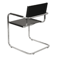 thumbnail image 3 of Breuer Chair Company Mart Stam Cantilever Armchair Arm Chair w/ Chrome Steel Frame & Black Bonded Leather by Furnish Theory, 3 of 7