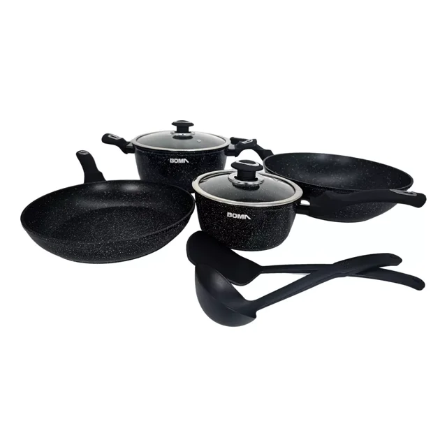 Batería de cocina 8 piezas ergonómico antiadherente BM-K8N Negra