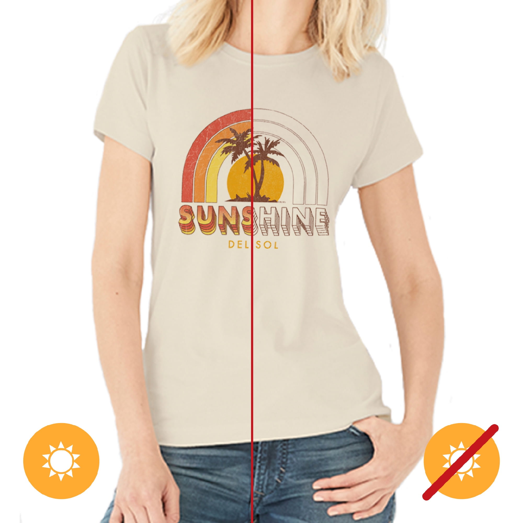 DelSol Women Crew Tee - Beige T-Shirt - Sunshine - Walmart.com