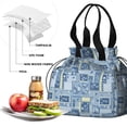 thumbnail image 4 of Pioneer Flower Floral Print Pattern Drawstring Lunch Bag Women - Drawstring Lunch Bag Insulated for Work Office - Stain-Resistant Large Lunchbags for Women with Multi-Pockets, 4 of 6