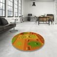 thumbnail image 4 of Ahgly Company Machine Washable Indoor Round Transitional Scarlet Red Area Rugs, 4' Round, 4 of 7