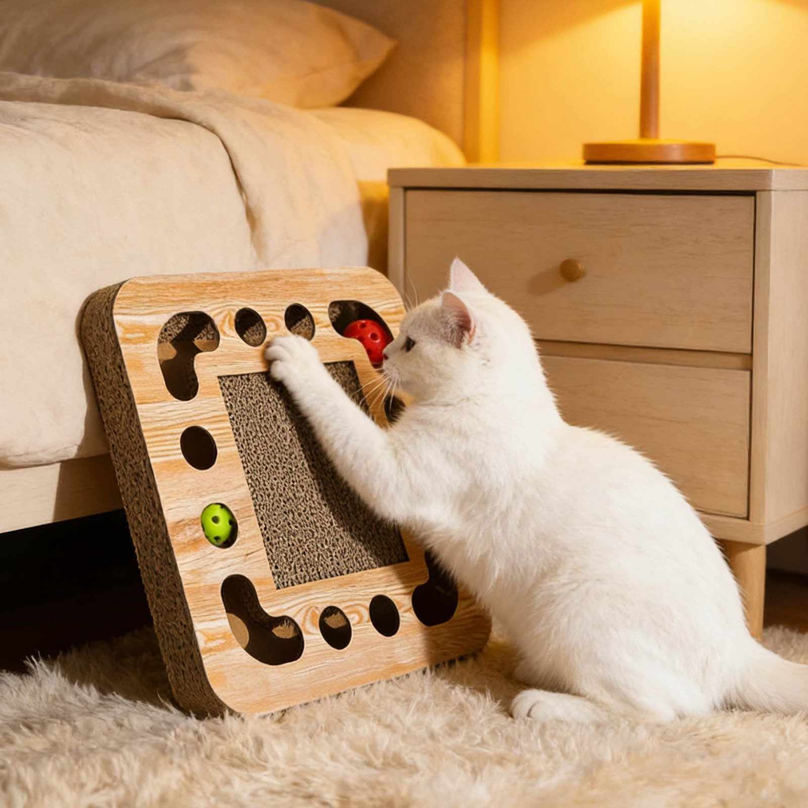 Interactive Cat Scratching Pad with Puzzle Design for Indoor Enrichment and Stress Pet Toy for Feline Wellness and Play