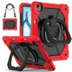 thumbnail image 1 of Funda Resistente a Golpes para iPad Air 13 2025 / 2024, Funda Protectora de Silicona Anti-caída + Capa de PC con Soporte de Asa Cuadrada Giratoria de 360° y Correa para el Hombro, Rojo, 1 of 7