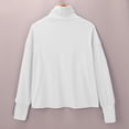 thumbnail image 6 of ManxiVoo Women's High Neck Pure Cotton Sweatshirt Long Sleeve Versatile Solid Color Casual Winter Pullover XXL Size White, 6 of 9