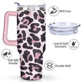 thumbnail image 3 of 40oz Fashion Leopard Pattern Stainless Steel Flip Straw Tumbler Spill Proof Travel Cup Double Wall Vacuum Insulated Coffee Mug with Top Handle, 3 of 6