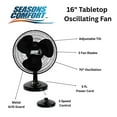 thumbnail image 2 of Seasons Comfort 16 Inch Oscillating Tabletop Fan, 3 Speeds, Adjustable Tilt - FTT16, 2 of 10