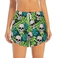 thumbnail image 2 of Fuzoiu Skull and Palm Leaves Print Women's Athletic Shorts, Double-Layer Running Shorts with Pocket,Women's Workout Shorts for Yoga, Gym, and Workouts-X-Large, 2 of 7