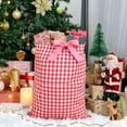 thumbnail image 2 of JeashCHAT Plaid Drawstring Christmas Gift Bag, 27.55" x 19.68" Large Fabric Bag for Xmas Party Favors, Holiday Present Wrapping, Christmas Gifts Holiday Decorations Storage Bag, Red, 2 of 6