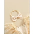 thumbnail image 6 of Suealasg Baby Girl Birthday Outfit Fly Sleeve Square-Neck Floral Embroidery Tulle Romper Dress with Bow Headband Summer Photoshoot Dress Clothes, 6 of 9