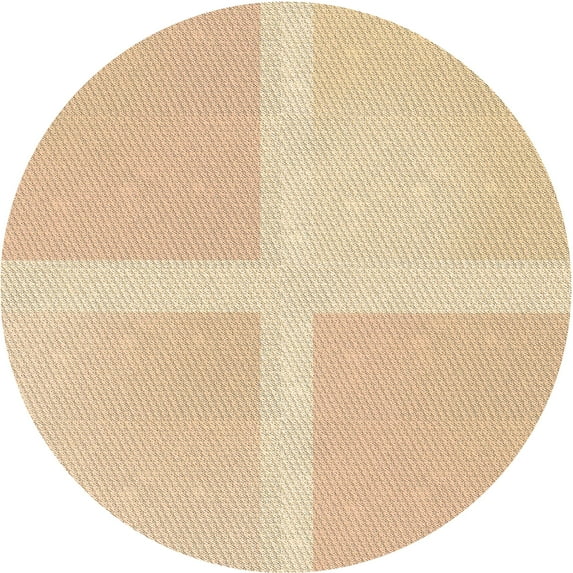 Ahgly Company Indoor Round Patterned Khaki Gold Area Rugs, 4' Round