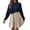 Blue, variant on HexaHive Women's Autumn/Winter Long Sleeve Dress - Round Neck and Patchwork Design